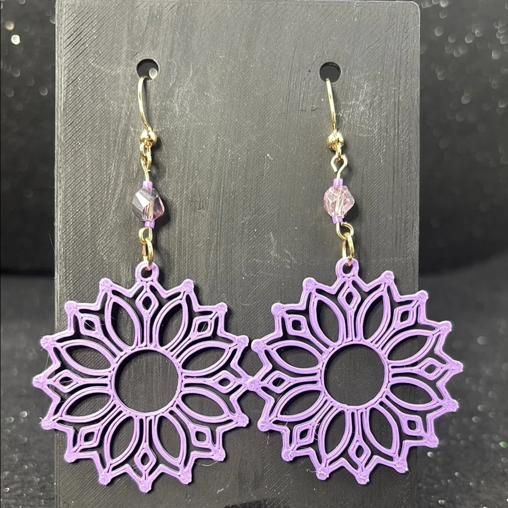 Purple Mandala Earrings
